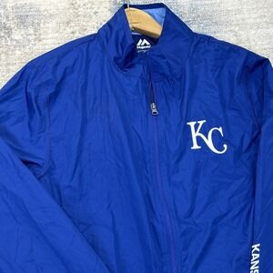 Majestic Kansas City Royals Windbreaker Jacket Womens M Blue Full Zip